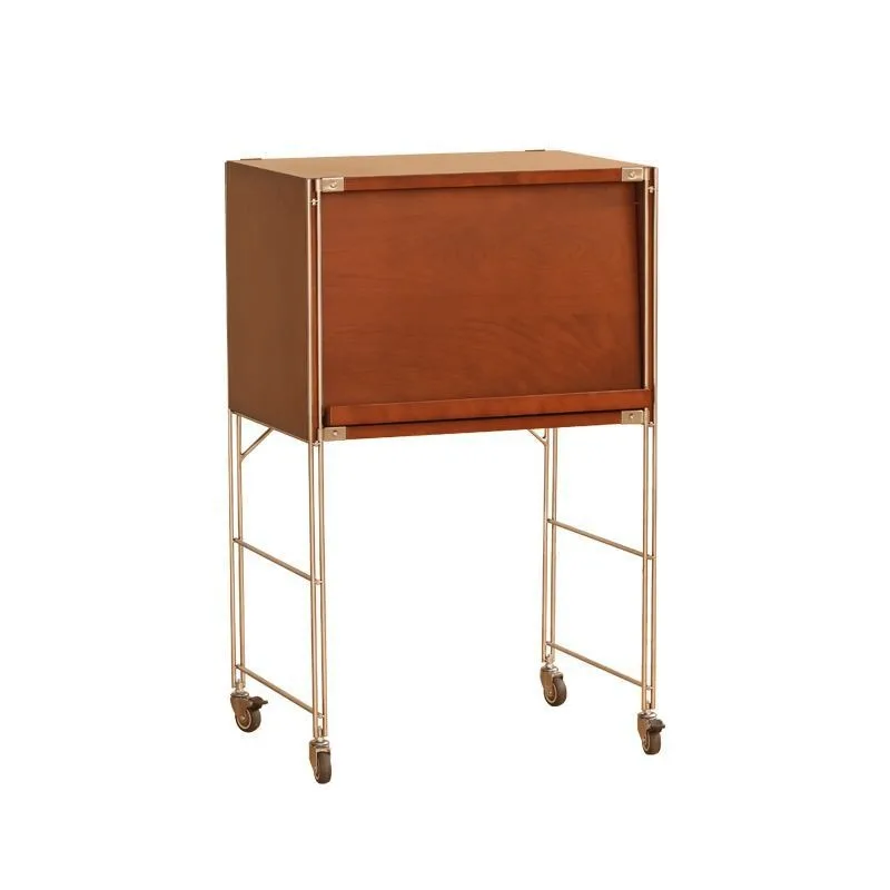 Integrated solid wood sweeping robot shelf, three-layer storage cabinet