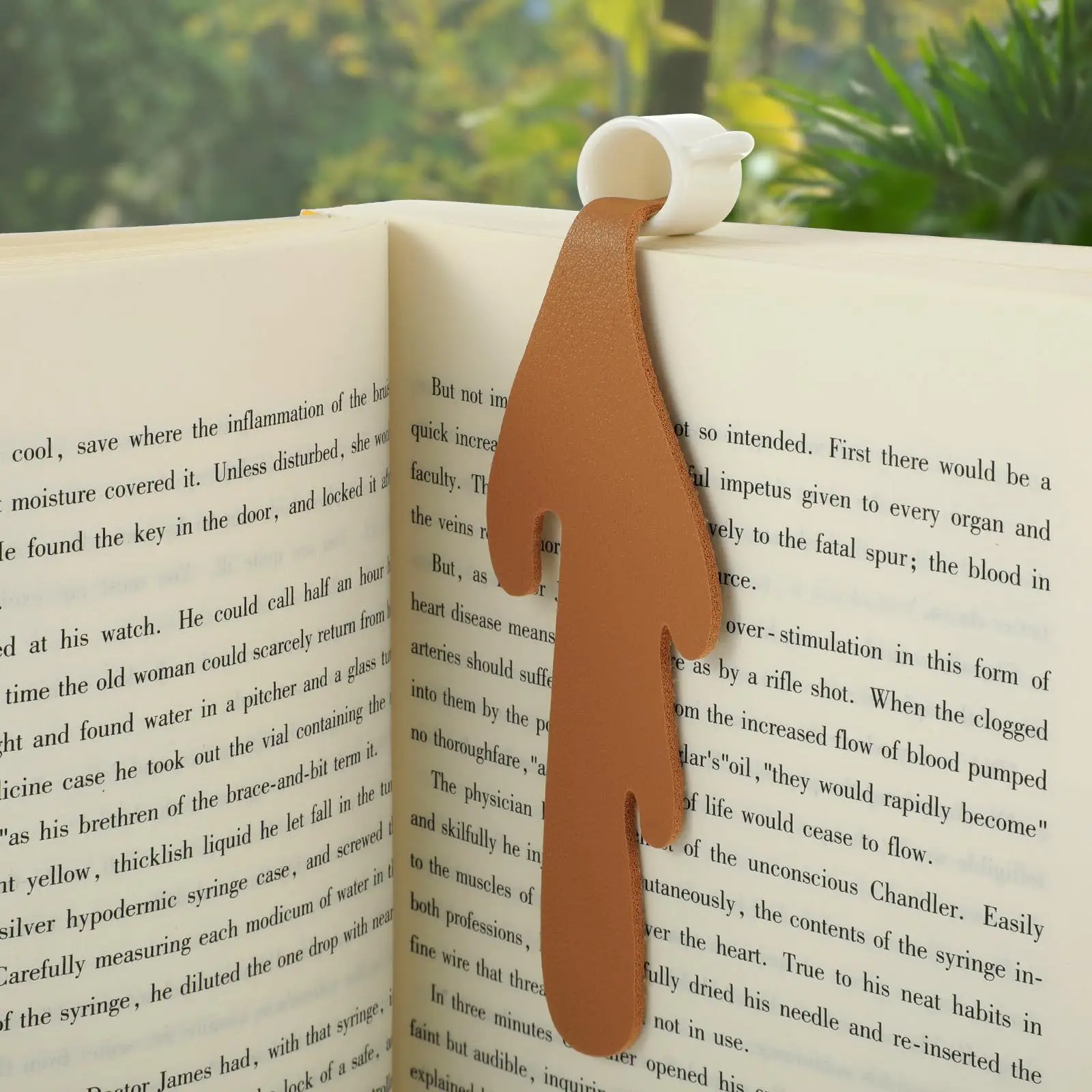 

New Fashion Spilled Coffee Bookmark Creative Simple Coffee Cup Bookmark Leather PU Waterproof Coffee Bookmark