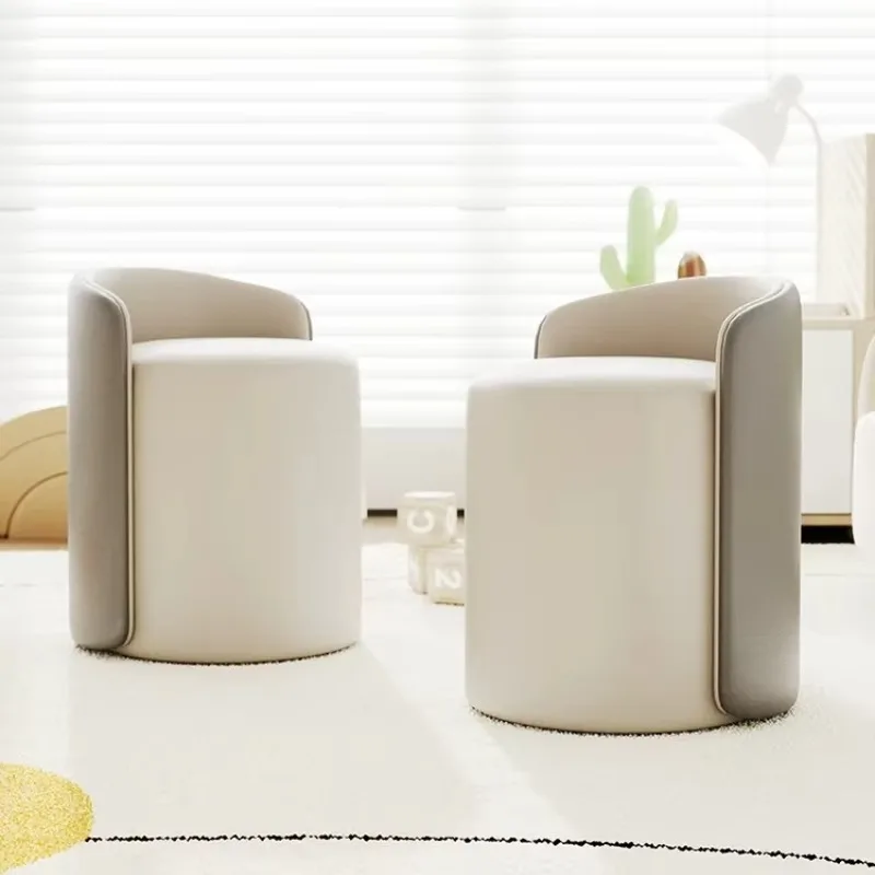 Multi Purpose 360  Rotate Round Makeup Vanity Stool Ergonomic Split Curved Back Skin Friendly Microfiber Leather Padded Seat