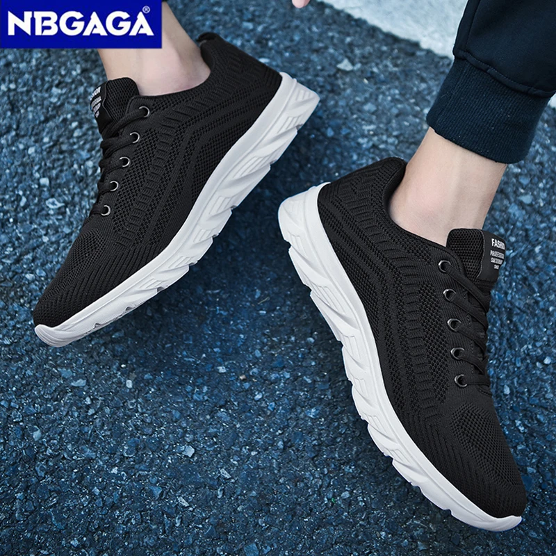 Lightweight Men Casual Sport Shoes Summer Breathable Walking Knit Shoe Anti-slip Men\'s Flats Outdoor Athletic Running Shoes