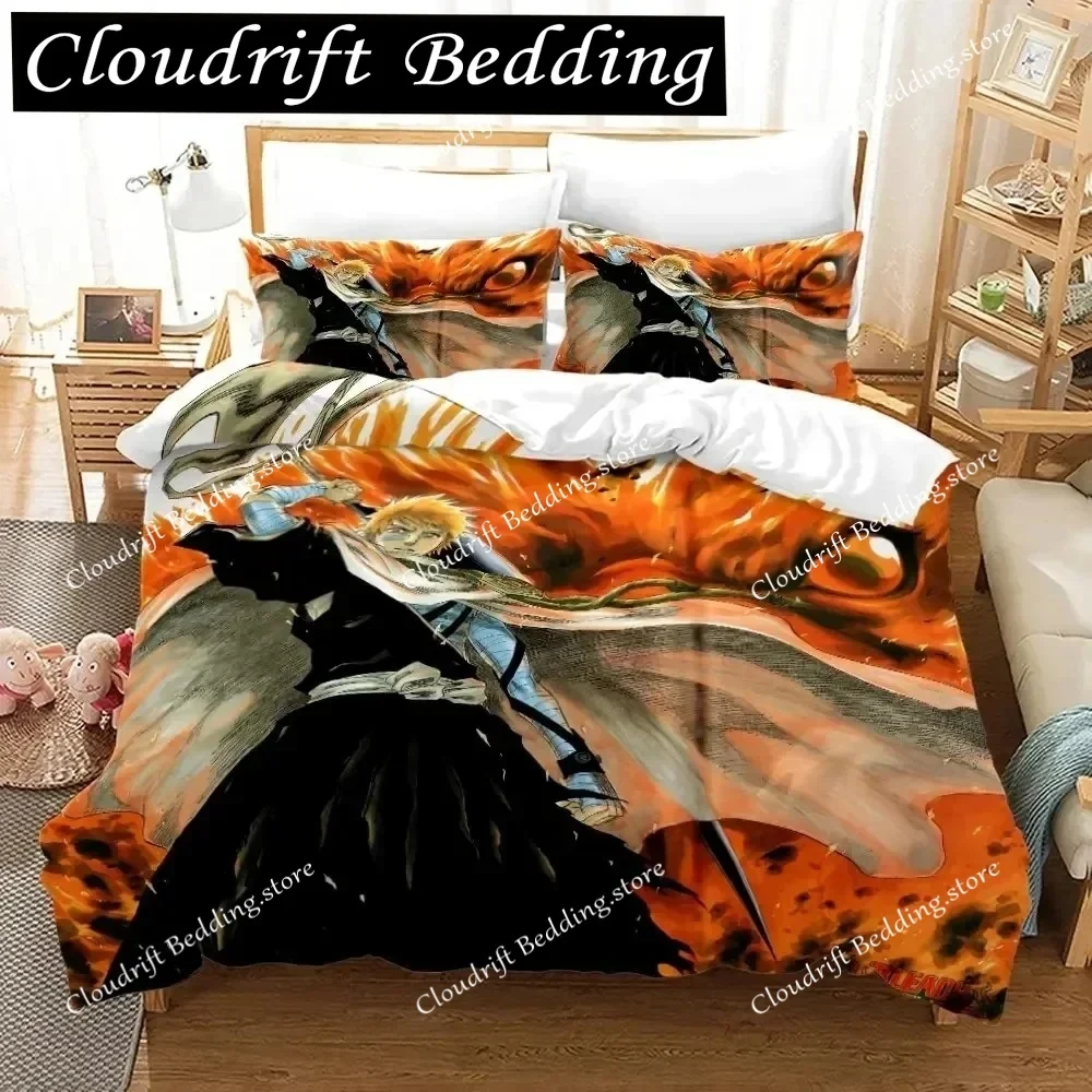 Anime Bleach Kurosaki Ichigo Bedding Set Boys Girls Twin Queen Size Duvet Cover Pillowcase Adult Home Textileextile Polyester