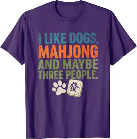 Ich mag Hunde, Mahjong und vielleicht drei Leute – Vintage Mah-Jong T-Shirt im Y2K-Stil mit Hundespiel-Mahjong-Grafik und Spruch – Geschenk – Detail 12