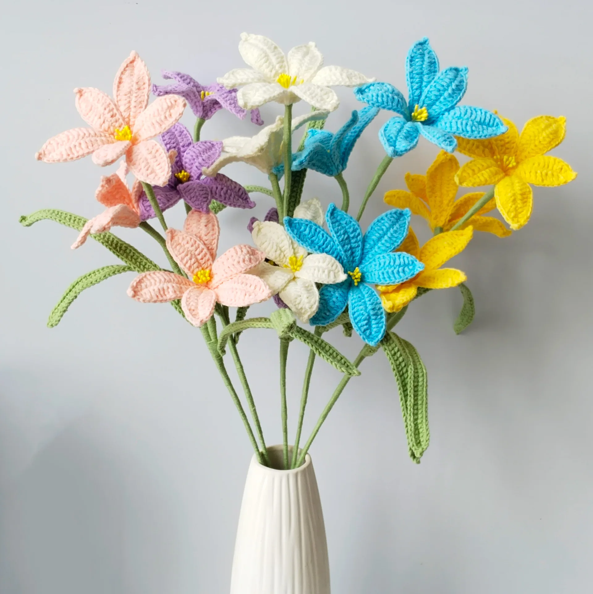 Gehäkelte Orchideenzweige Kreativer Gestrickter Blumenstrauß Handgemachte Blumen Künstliche Pflanze Raumdekoration – Detail 1