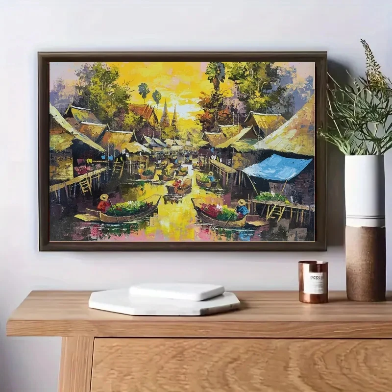 Mini rompecabezas de 1000 piezas para adultos y niños, rompecabezas de río del bosque, juguete, juego familiar, pintura al óleo del mundo famoso, decoración del hogar