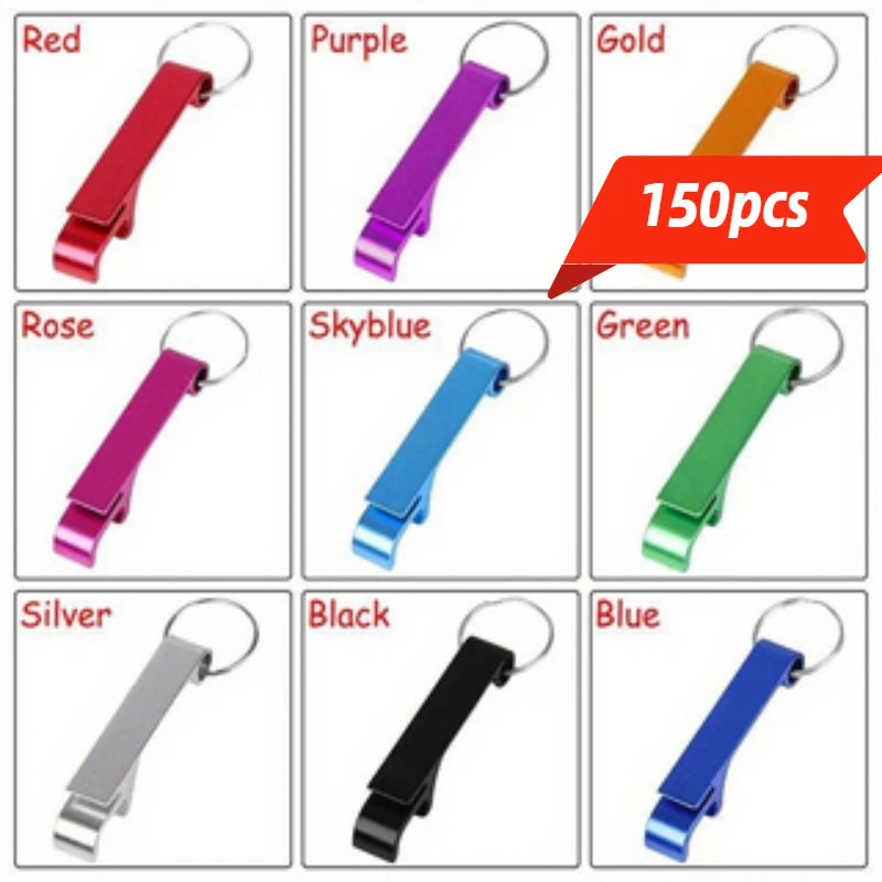 150pcs Mix Color Beer Bottle Opener Aluminum Bottle Openers Key chain Bottle Opener Beverage Bottle Opener For Men Women Small
