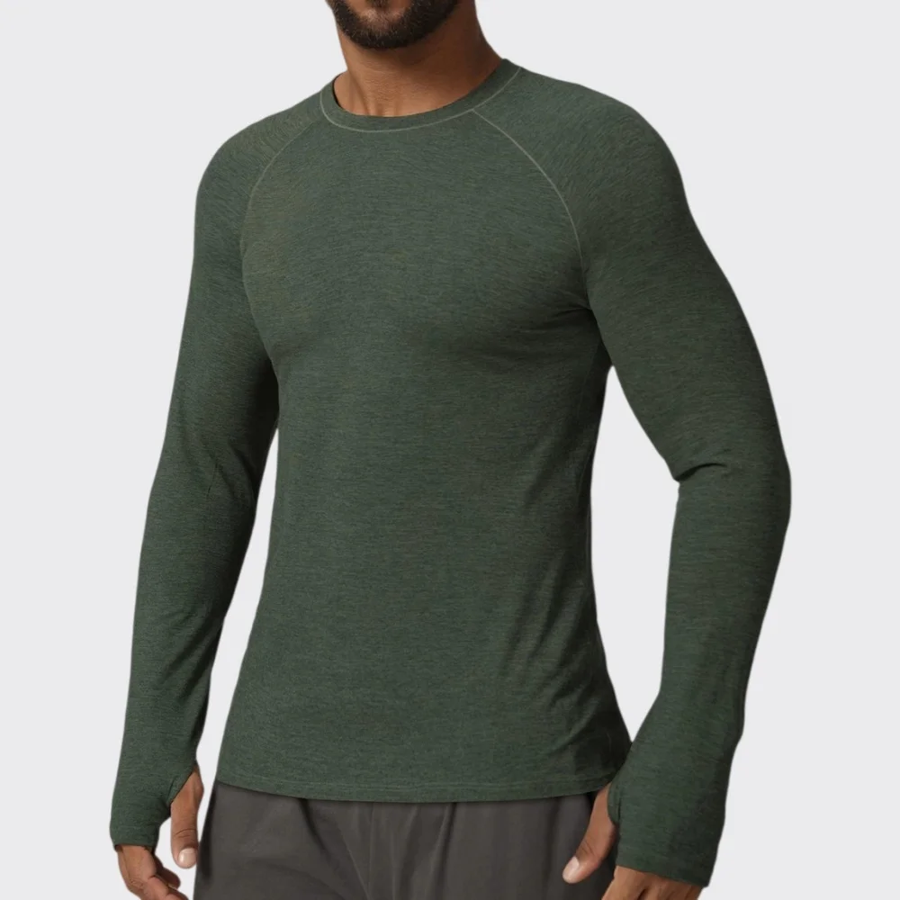 Men's Fitness Long Sleeve Running Top Tee Gym T-shirt Slim Fitness Shirts Sportswear Quick-Dry Solid Color Training Workout Tops