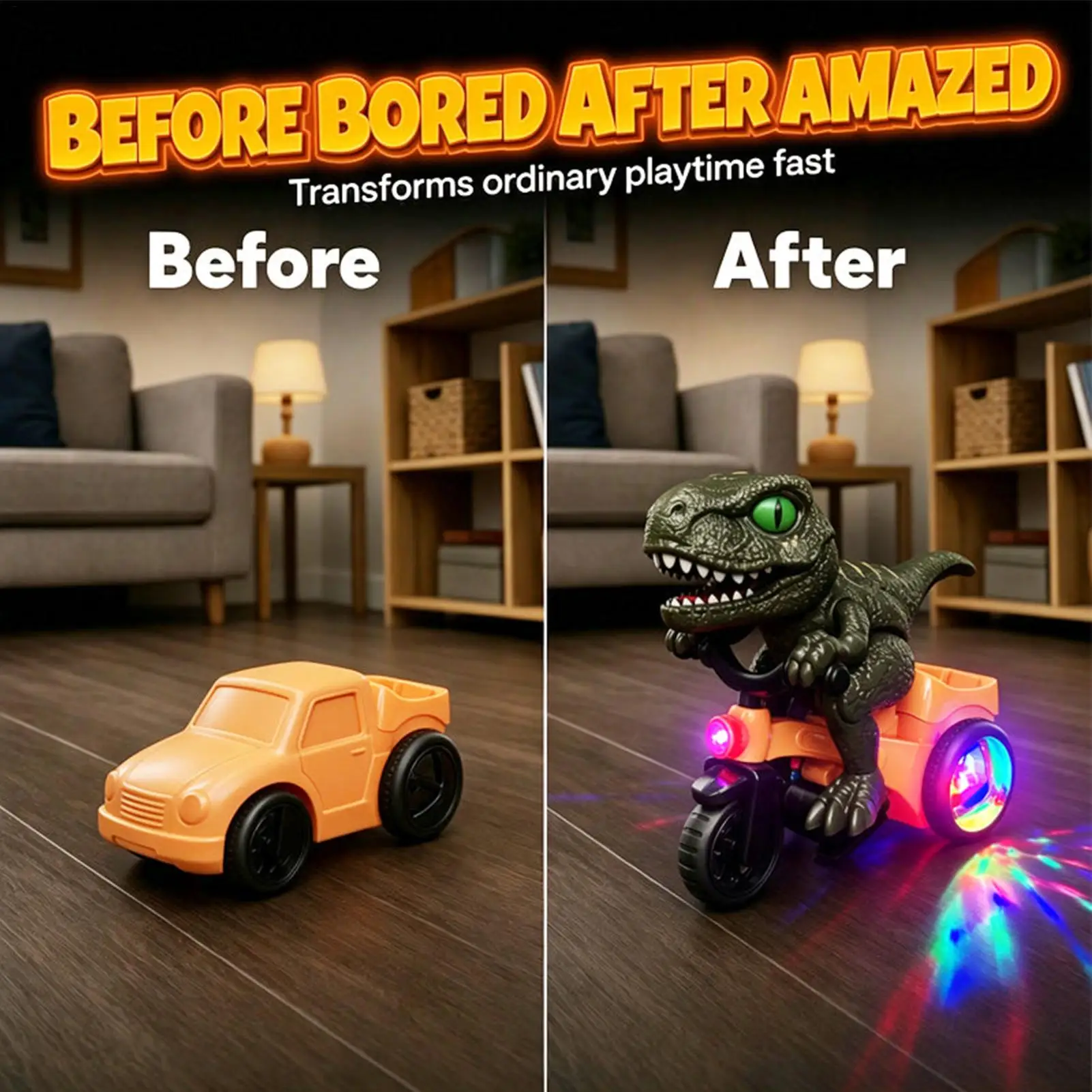 Dinosaur Toy Car Three Wheels Stunt Play Vehicles With Light And Music Cars Toys For Party Classroom School Home Dormitory