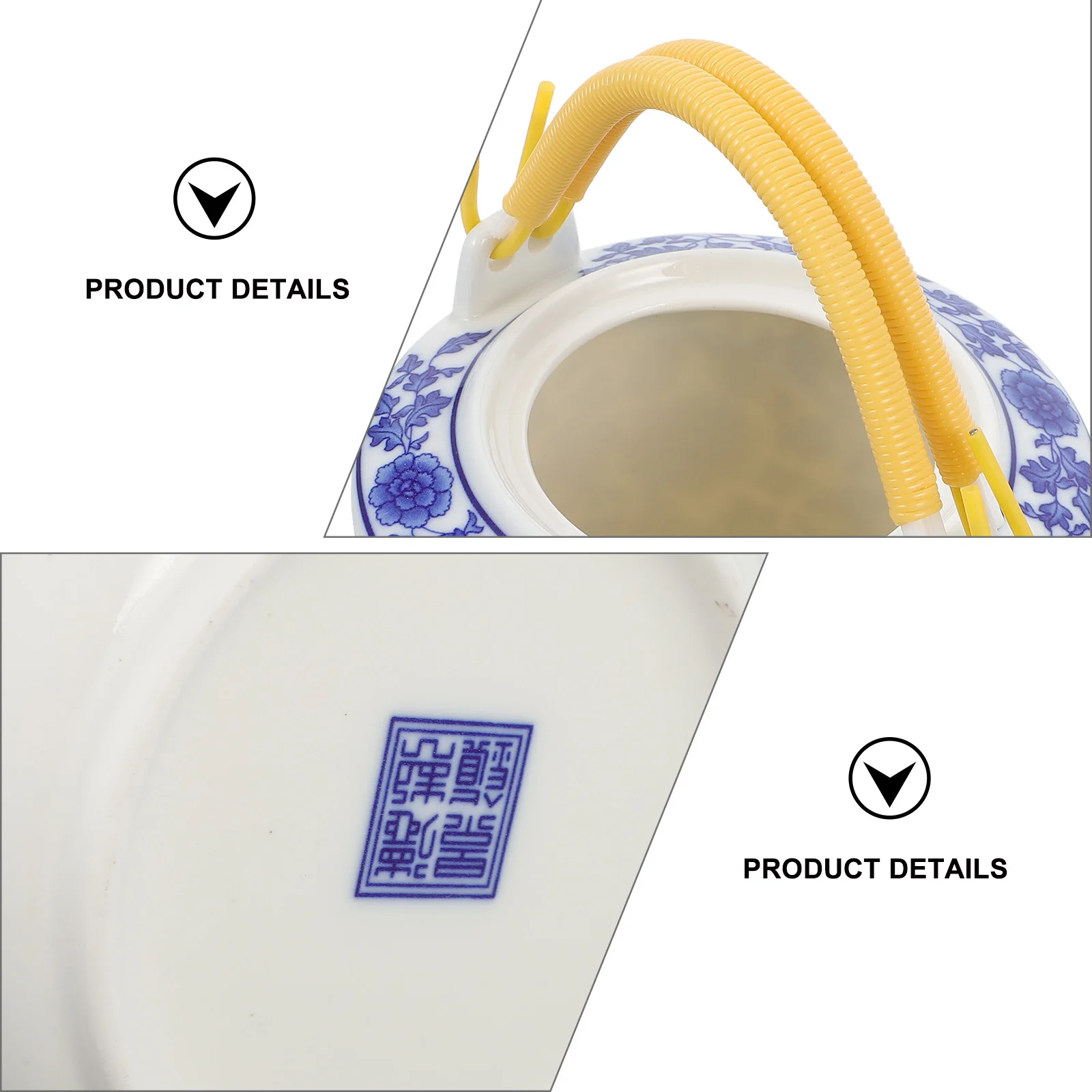 

Ceramics Teapot Chinese Style Water Kettle 2L Exquisite Floral Design Handle Easy to Clean Home Office Use