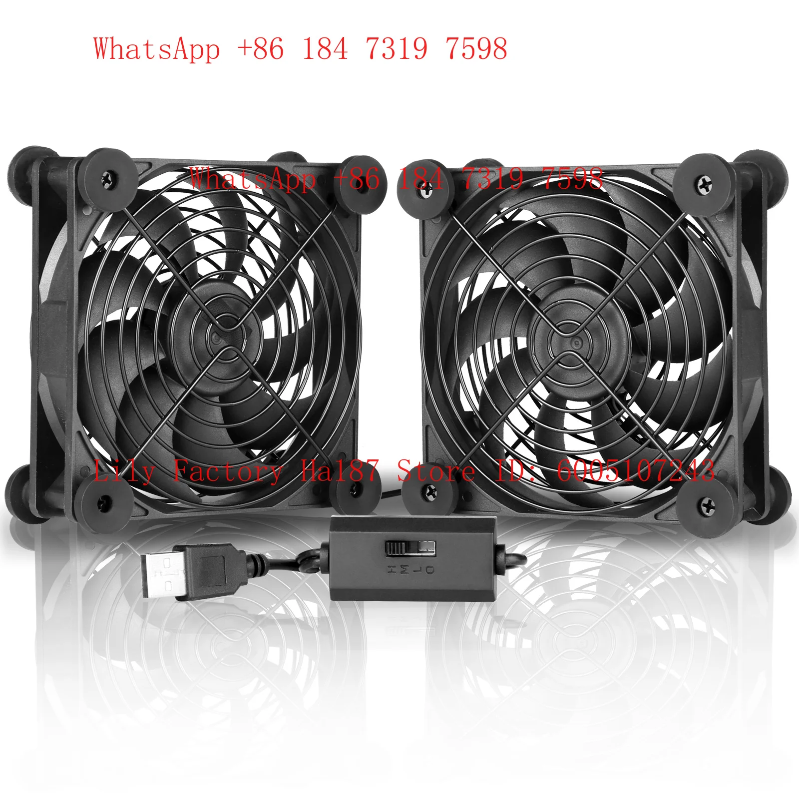 Quiet Dual 120mm USB Fan with Speed Controller,for Receiver DVR Xbox Computer Cabinet Cooling
