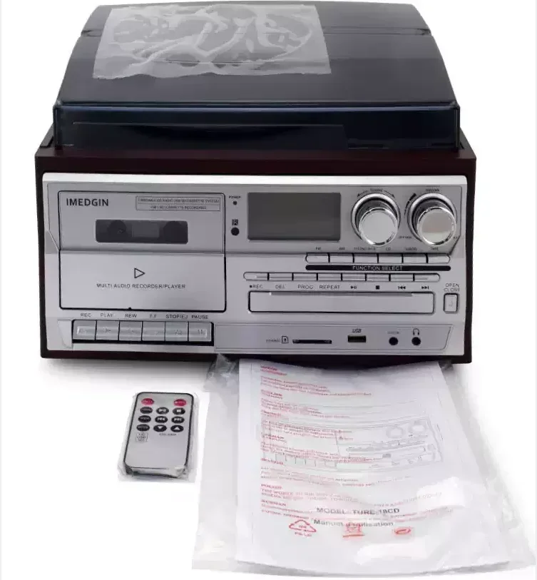 

2025 Hot CE Free Customs Clearance Vinyl Record Player With CD Player Cassette Recording And Player USB SD FM Radio