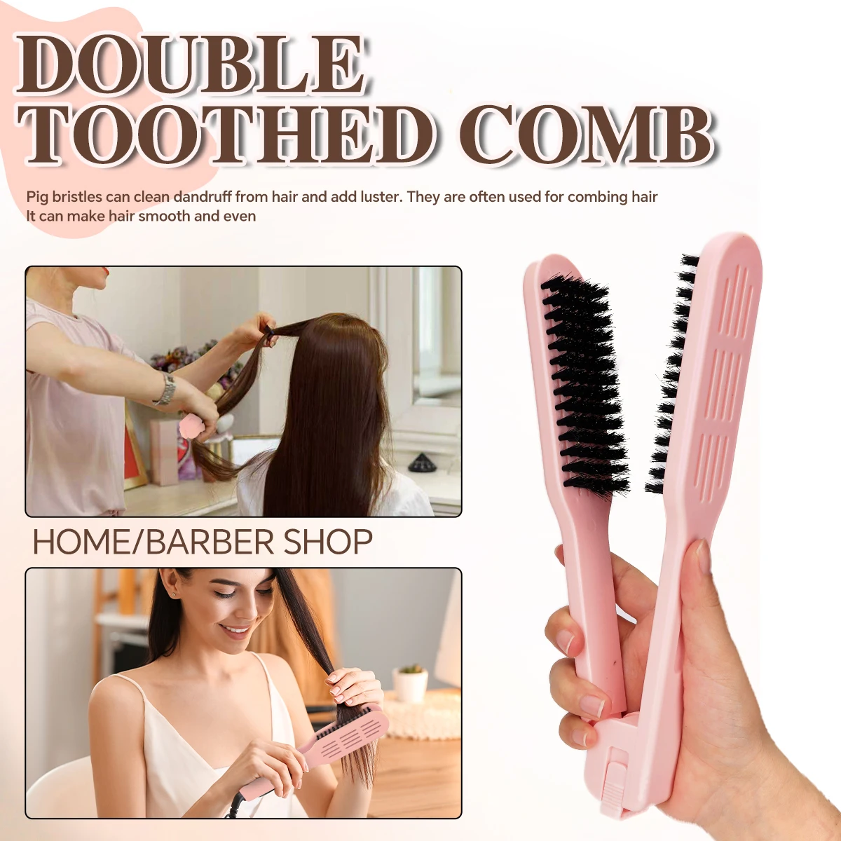 

Ceramic Hair Straightener Comb Hot Brush 2 in 1, Natural Wood Styling Tool for Women Anti Frizz Smoothing Detangling Hair Styler