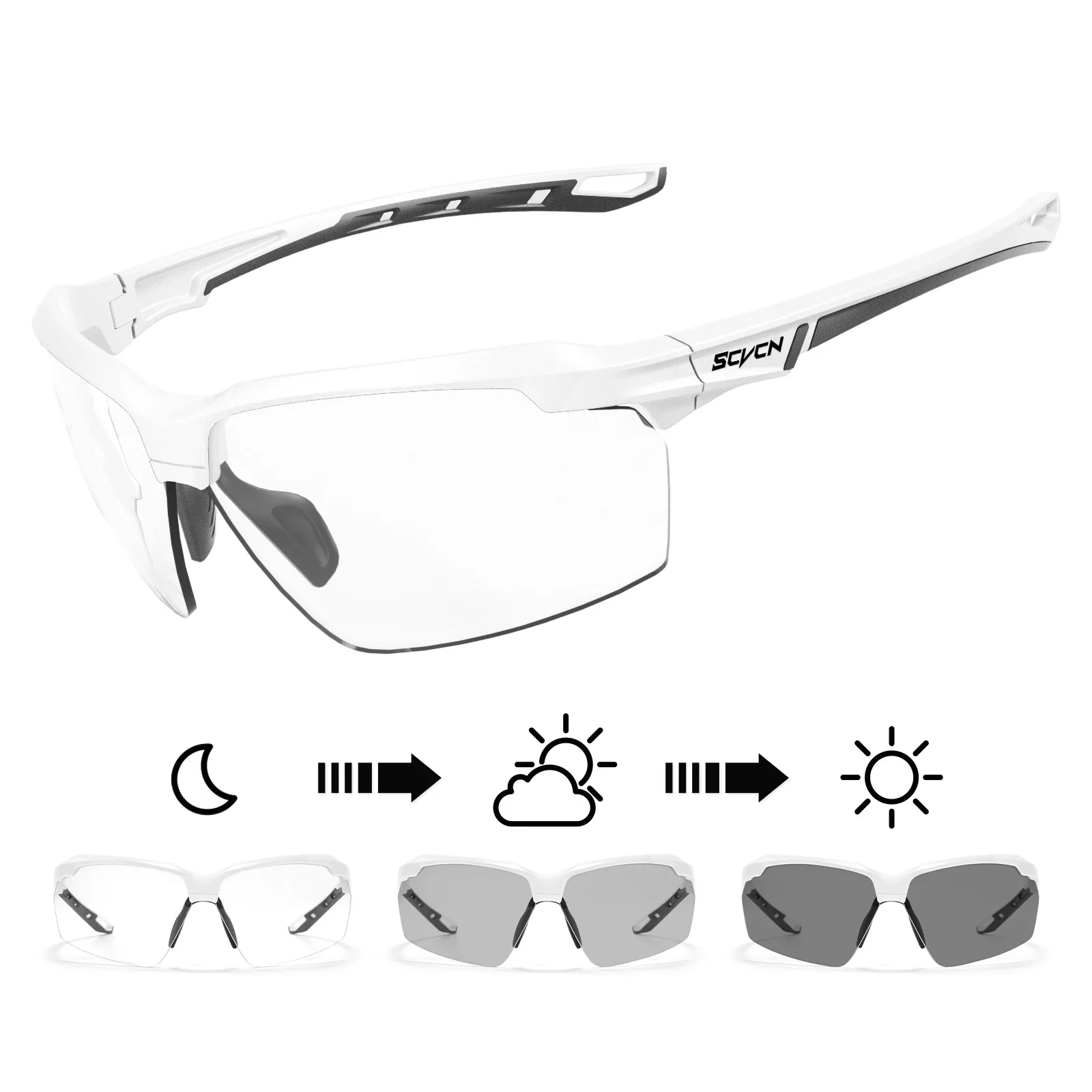 3PACKS SCVCN Meekleurende Fietsen Zonnebril Bril Fiets MTB Fiets Wandelen Golf UV400 Sportbril voor Mannen Vrouwen Baseball