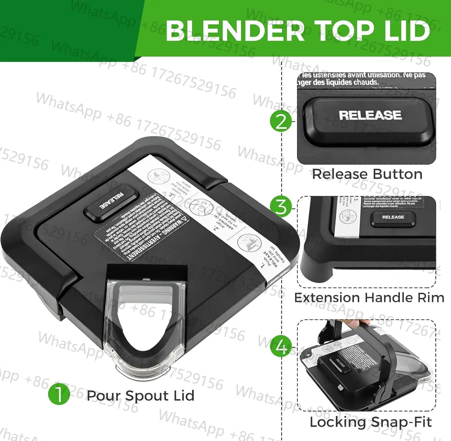 Replacement Blender Top Lid for Ninja 72 OZ Pitcher New Model BL610 BL710WM BN701 BN750 BN751 BN800 CO610B CT610 DB751A BL910BRN