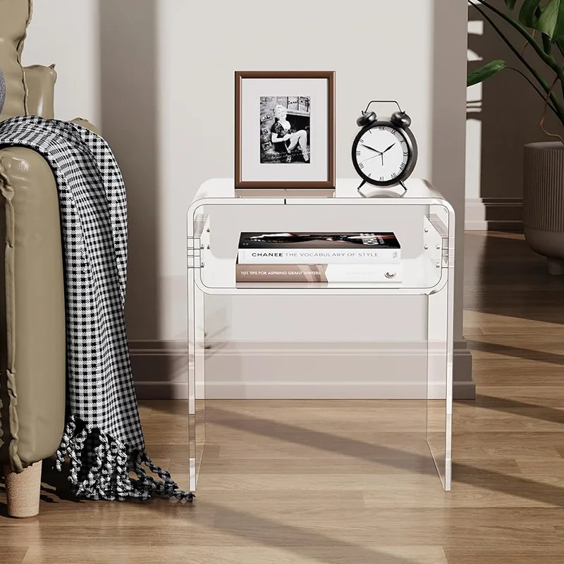 Cross-border acrylic transparent double bedside table modern living room transparent double coffee
