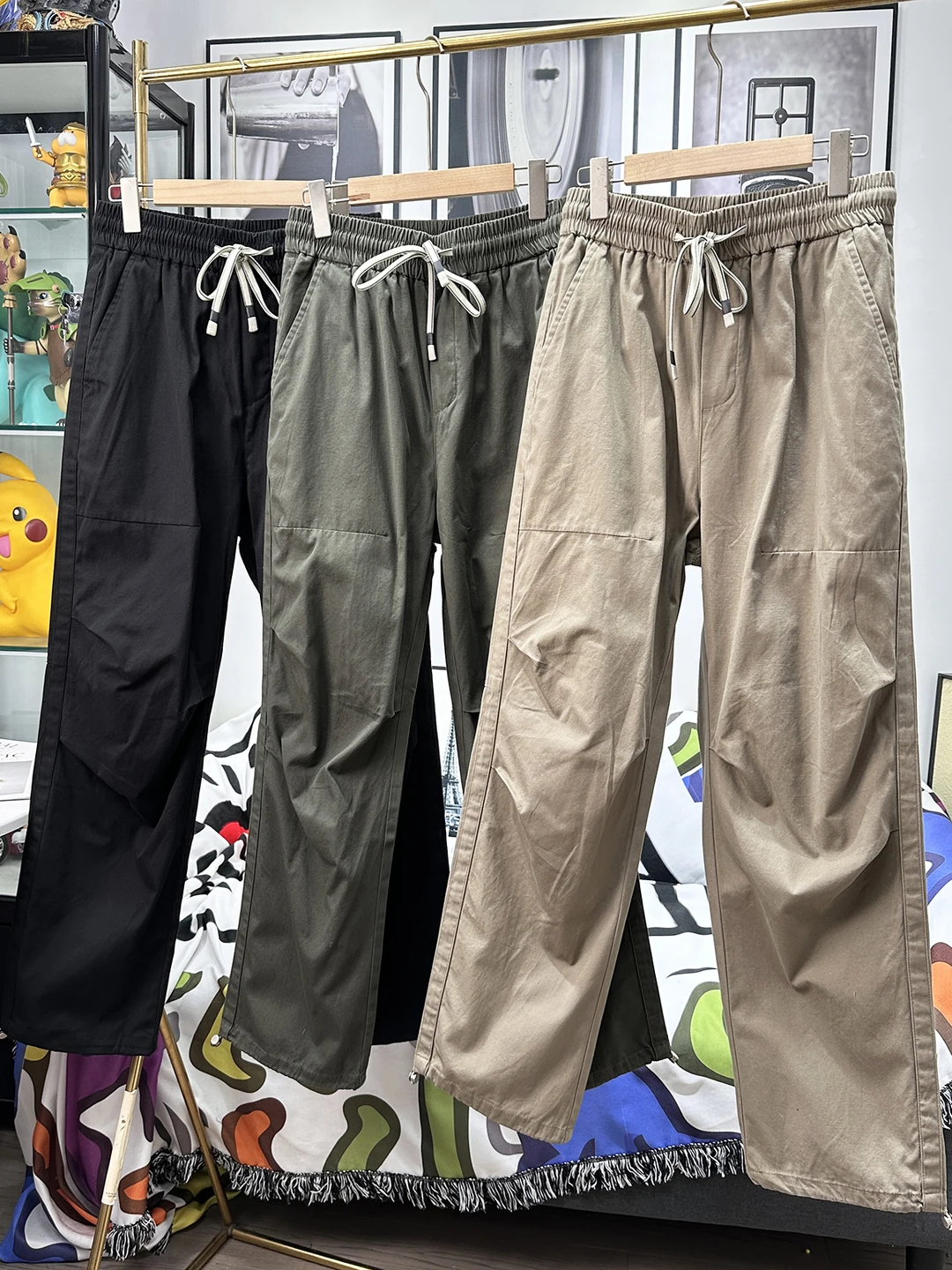 

Американский Sle Свободная широкая посадка! Повседневные брюки цвета хаки из чистого хлопка, модная мужская осенняя легкая рабочая одежда