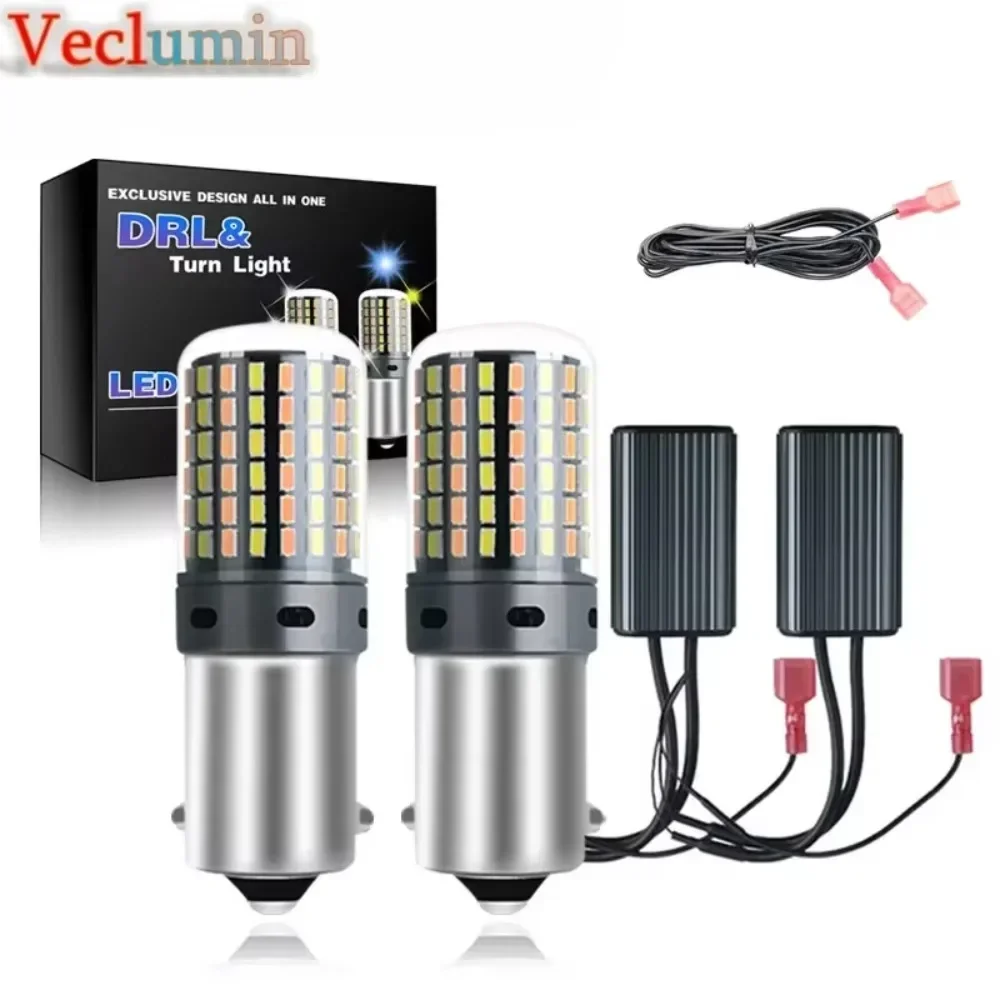

Veclumin светодиодный P21W PY21W BAU15S T20 7440 W21W 3156 Автомобильные дневные ходовые огни LED, два режима, дневные ходовые огни, сигнал поворота, фонарь DRL