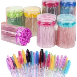 50pcs Crystal Eyelash Brushes Kits Mascara Wands Applicator For Women Lashes Eyebrow Eye Wholesale Beauty Brush Makeup Tool