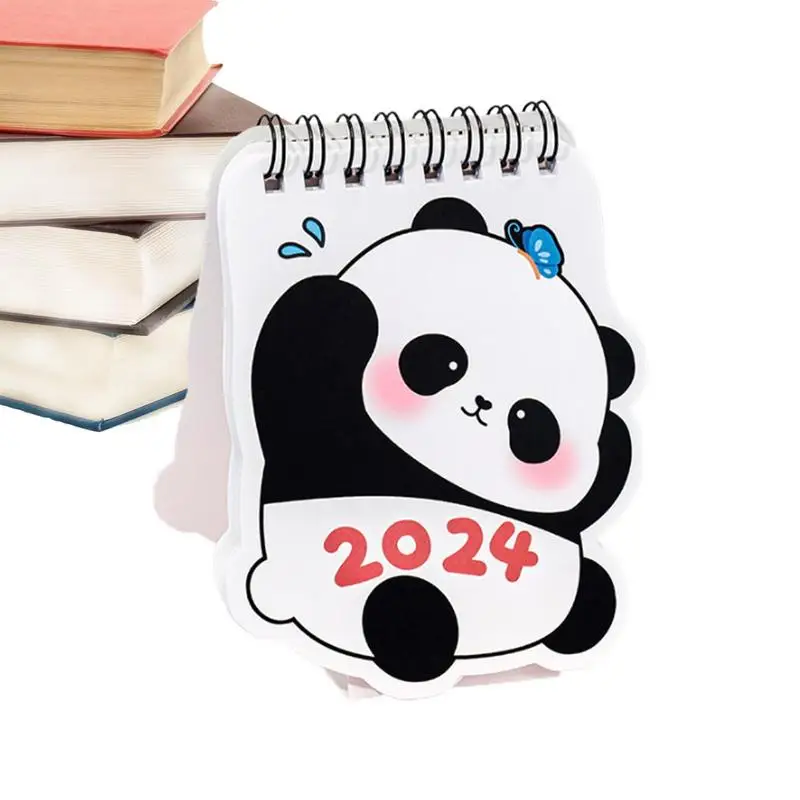 Kalender Mini 2024 18 bulan dari Juni 2023 Desember 2024 perencanaan dan pengaturan panda lucu penjadwal harian kalender Desktop untuk