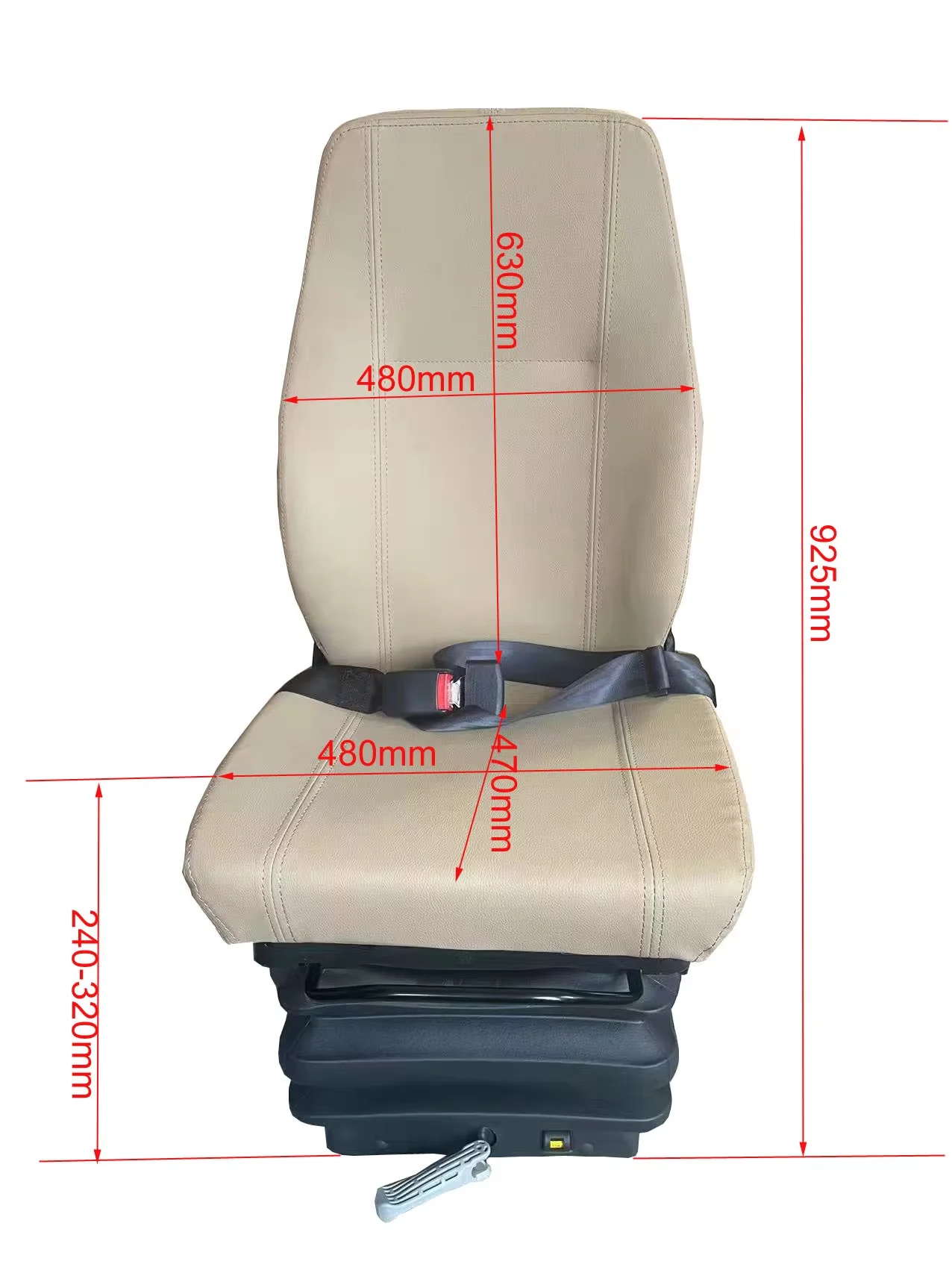 Airow Auto Low Profile Mechanical Shock Damping Seat with Integrated Belt for Industrial Vehicles