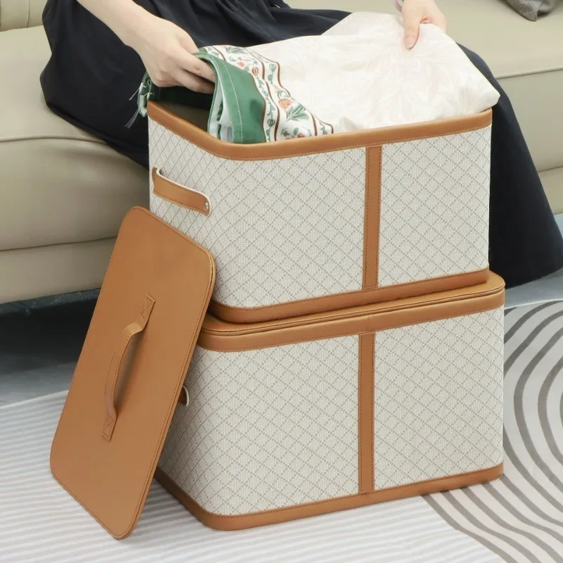 

Simple Dustproof Clothing Storage Boxes Woven Pattern Snack Toy Storage Boxes Multipurpose Modern Luxury Art Home Decoration