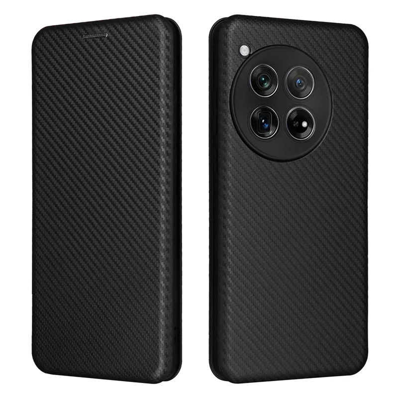 For OnePlus 12 Case Carbon Fiber Flip Leather Case For One Plus 12 OnePlus12 1+12 Business Magnetic Wallet Card Slot Slim Cover