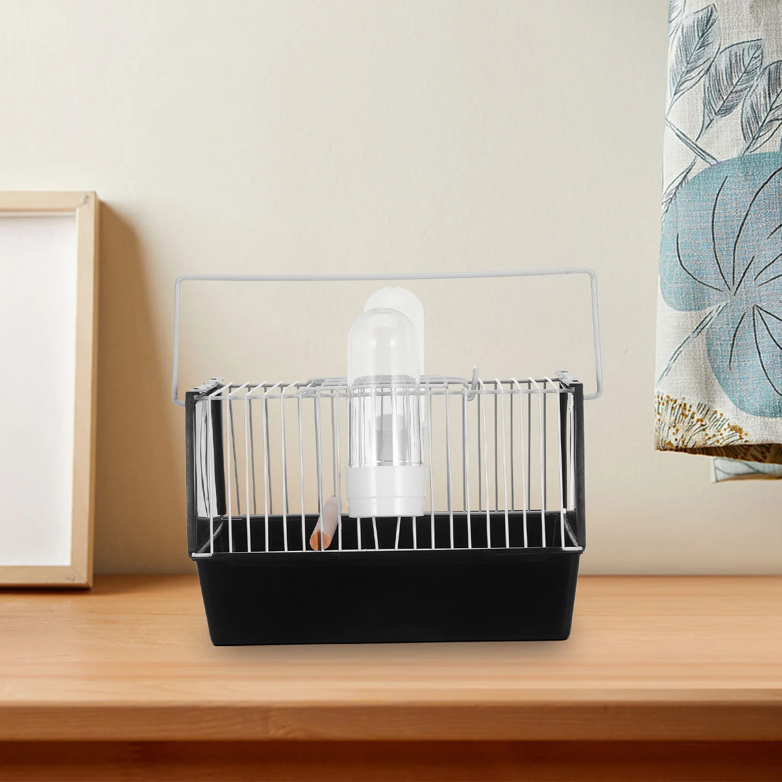

Portable Bird Cage for Small Birds Parrots Handheld Plastic Pet Cage Handle Durable Wooden Material Transport Feeder