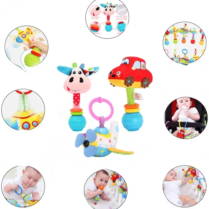 Baby Toys 0-24 Months Newborn Baby Soothing Educational Toys Hand Rattle Bed Bell Grip Training Parent-child Interactive Toys