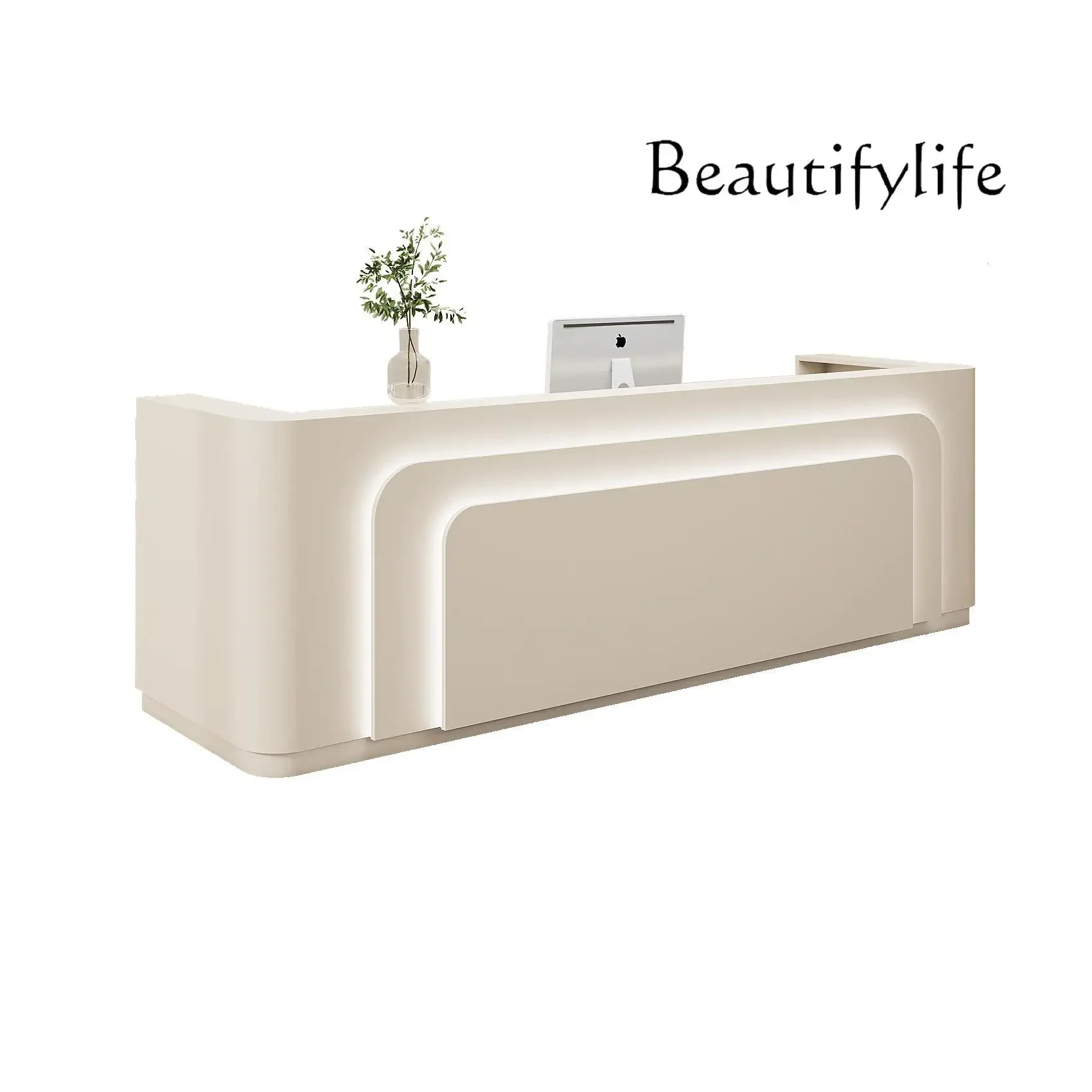 M Beauty Salon Checkout Page Training Institution Clothing Store Wedding Shop Bar Counter Painting Front Desk Cream Wind