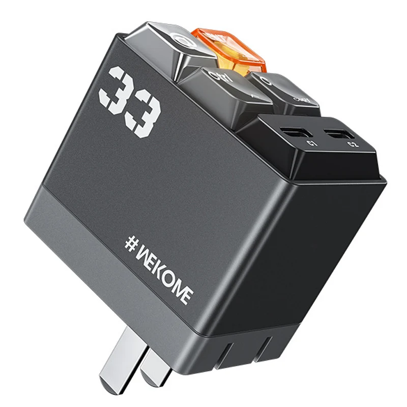 

Luxmoc 33W Super Fast Charger Fashion Keyboard Lighting Design Foldable Dual Type-C Charging Port Fast Charger For Mobile Phone