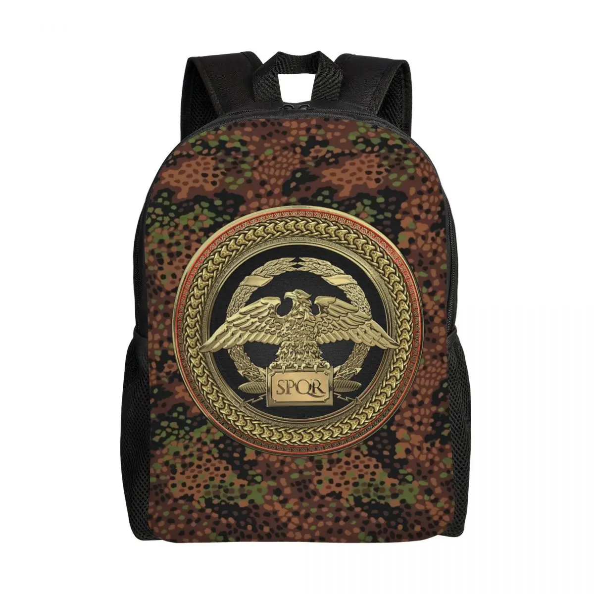 Gold Roman Imperial Eagle Backpacks for Women Men Water Resistant College School Rome SPQR Emblem Bag Printing Bookbag