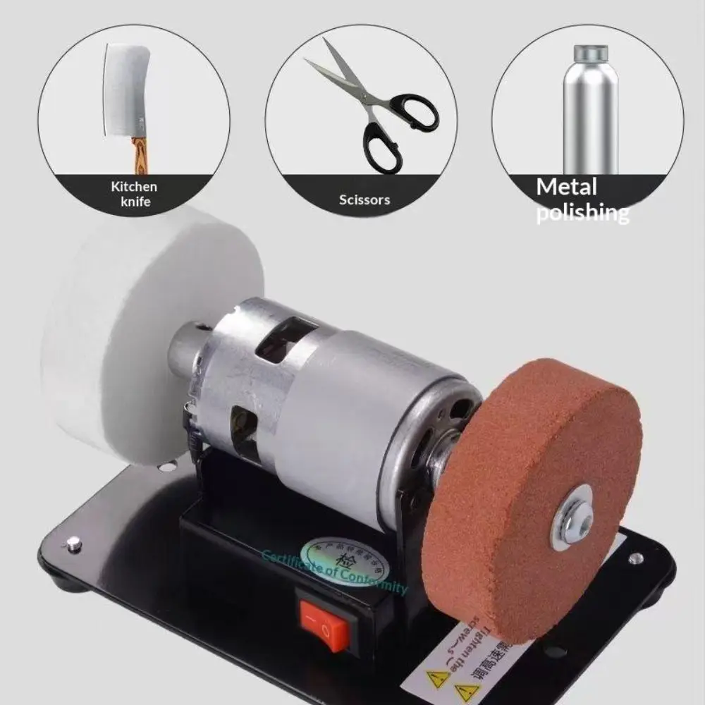 Portable Speed Adjustable Mini Bench Grinder Space-Saving EU Plug Desktop Grinding Machine Sturdy Base Electric Grinder for Home