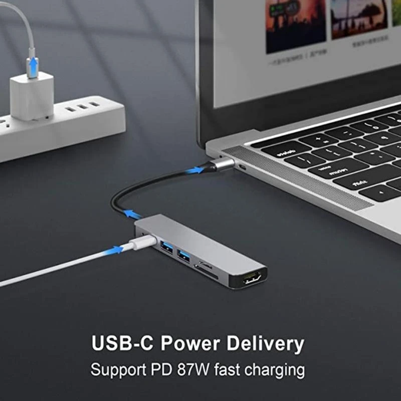 USB C Hub, Power Expand+ 6-in-1 USB C Hub Adapter2 USB 3.0 Ports, TF/SD Card Reader, USB-C Power Delivery best sale