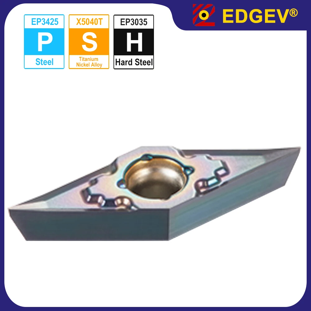 

10pcs EDGEV CNC Front Turning Tool Insert,VCET 1103005 110301 110302 CF,VCGT,Rhombic 35 degree,P,H,S Precision Processing Plate