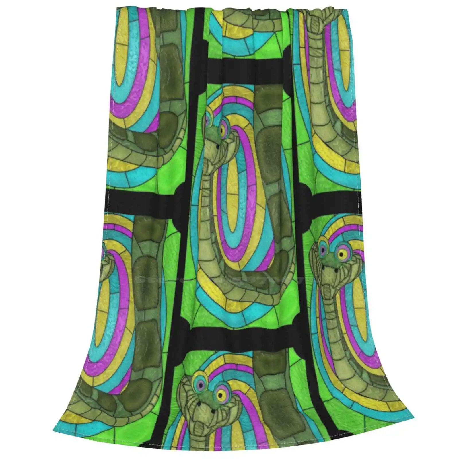 Trust In Him-Stained Glass Villains Best Selling Room Household Flannel Blanket Kaa Jungle Book Villain Snake Uncle Frogface image 3