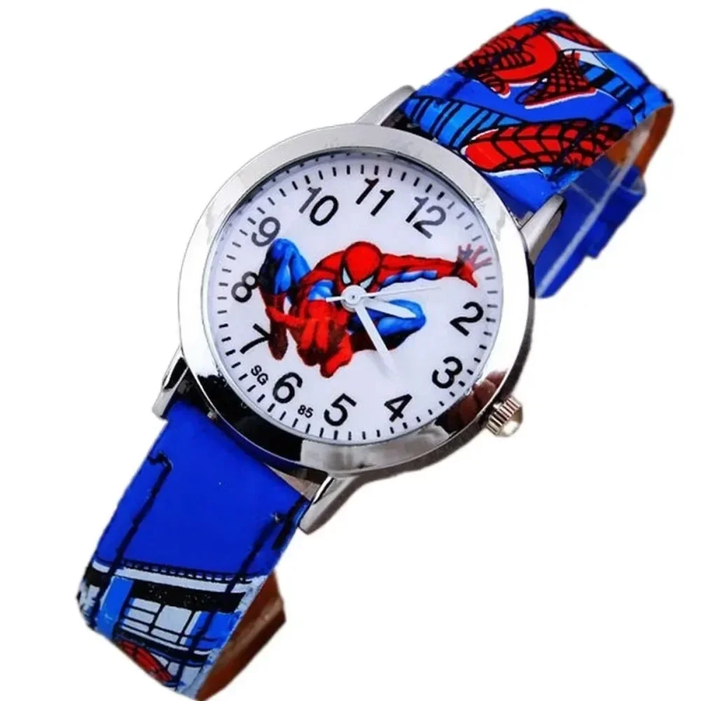 Jam tangan kartun anak-anak Spiderman jam tangan kuarsa anak tali kulit jam tangan anak terbaik jam tangan tahan air hadiah anak laki-laki