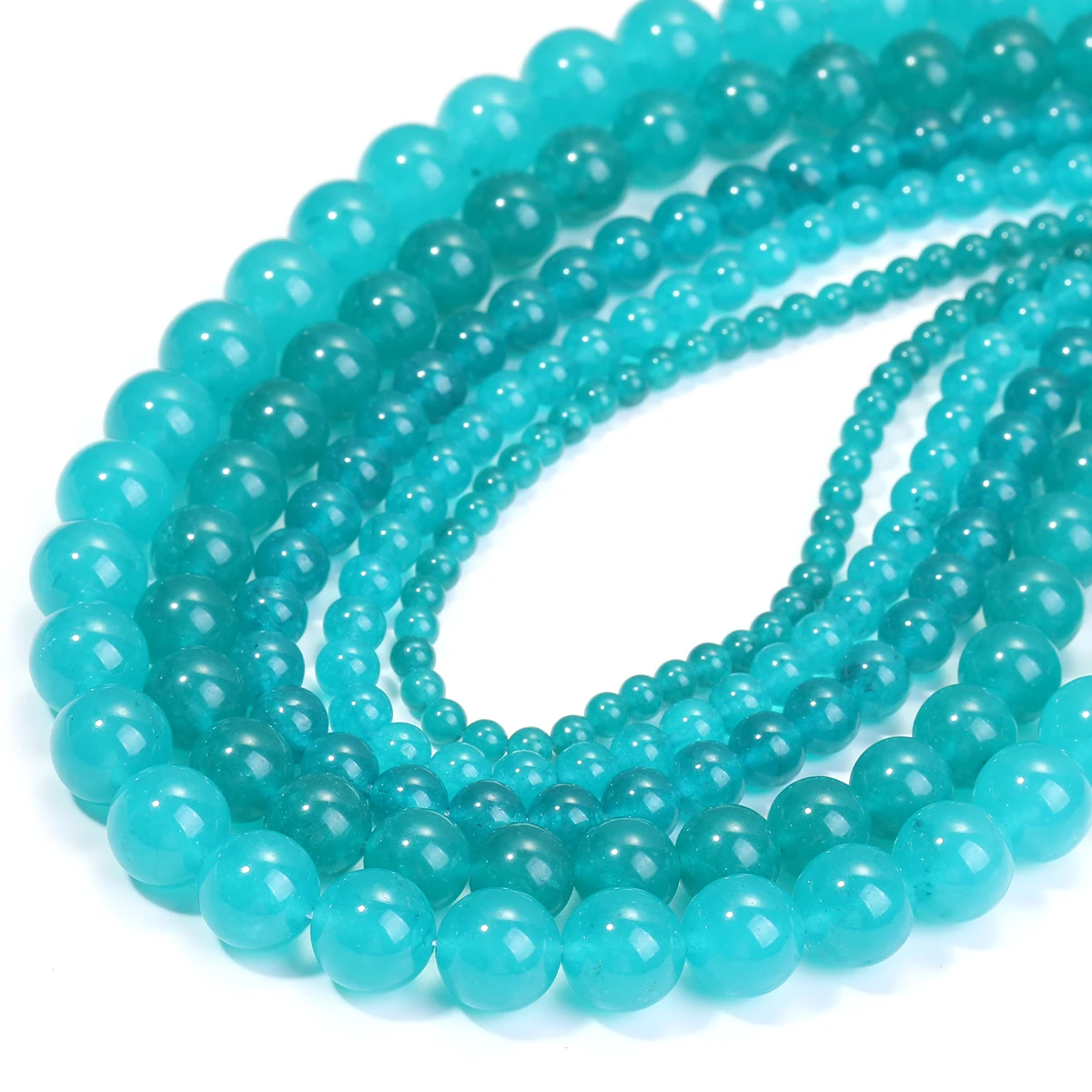 السلس امازونيتي العقيق الأزرق جولة فضفاض الخرز DIY سحر سوار قلادة لصنع المجوهرات بالجملة 1 الشريط