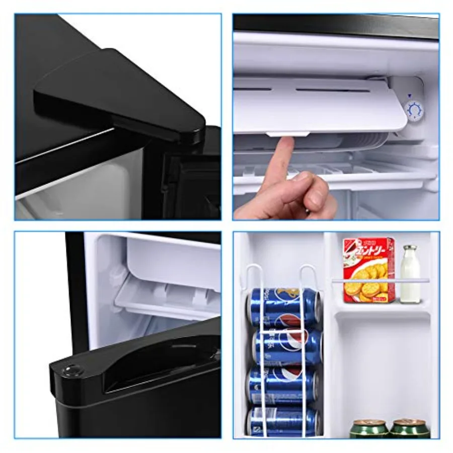 3.2 Cu.Ft Mini Compact Refrigerator Under Counter Fridge with Small Freezer Removable Glass Shelves - Drinks Food Beer Storage