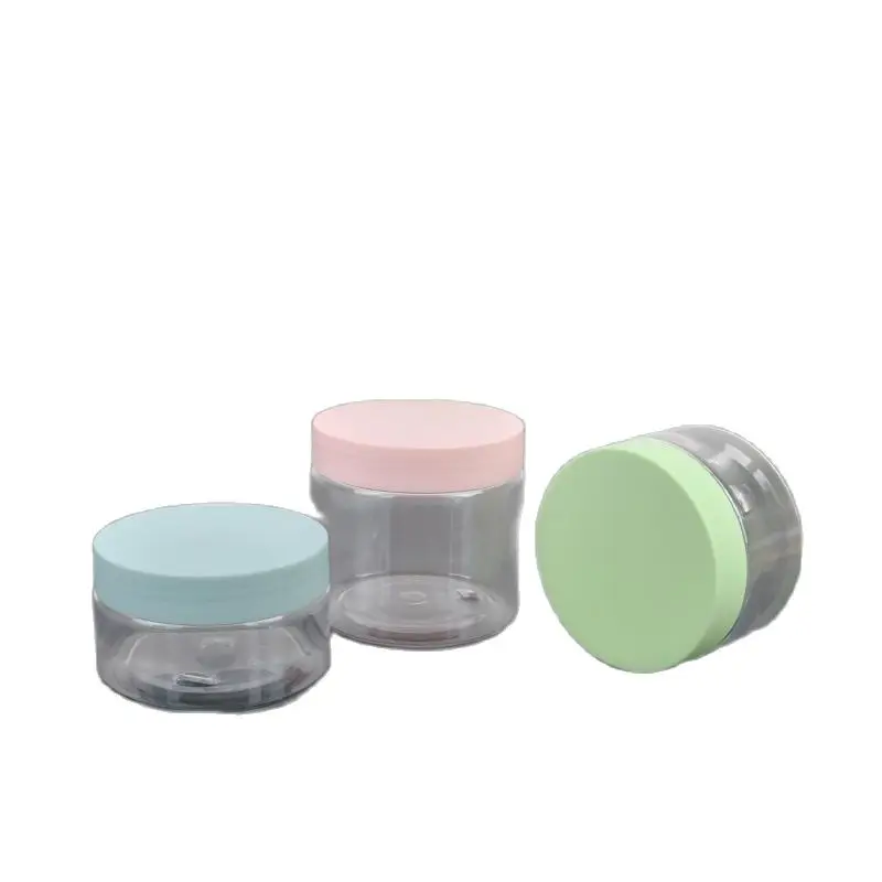 Cosmetic Jars Empty Clear Wide Mouth Bottle 68Dia. 50ml 100ml 120ml 150ml 200ml 250ml Screw Lid PET Container Plastic Cream Pots