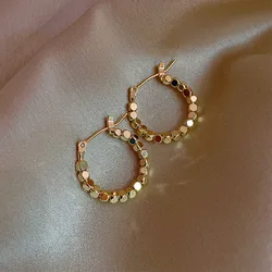 Pendientes de aro de círculo redondo para mujer, de acero inoxidable, pendiente de Metal de declaración dorada, joyería de tendencia para fiesta, regalo para pareja, brinco 2022