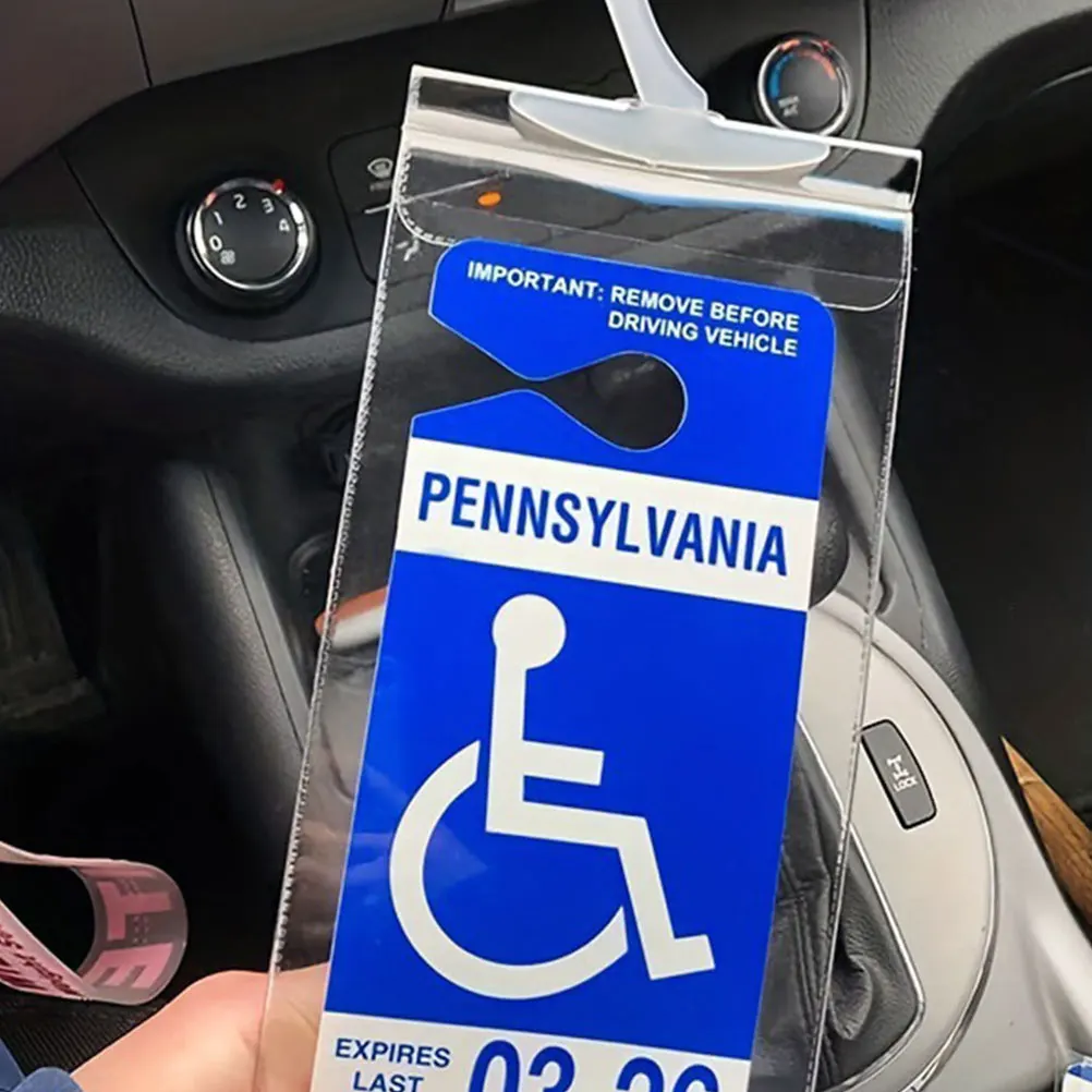

10pcs Hook Bag Handicap Sign Holder Car Placard Parking Accessories for Disabled PVC Transparent Storage