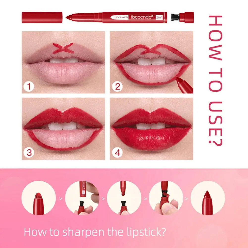 Waterproof Matte Lipliner Pencil Sexy Red Contour Tint Lipstick Lasting Non-stick Cup Moisturising Lips Makeup Cosmetic 12Color