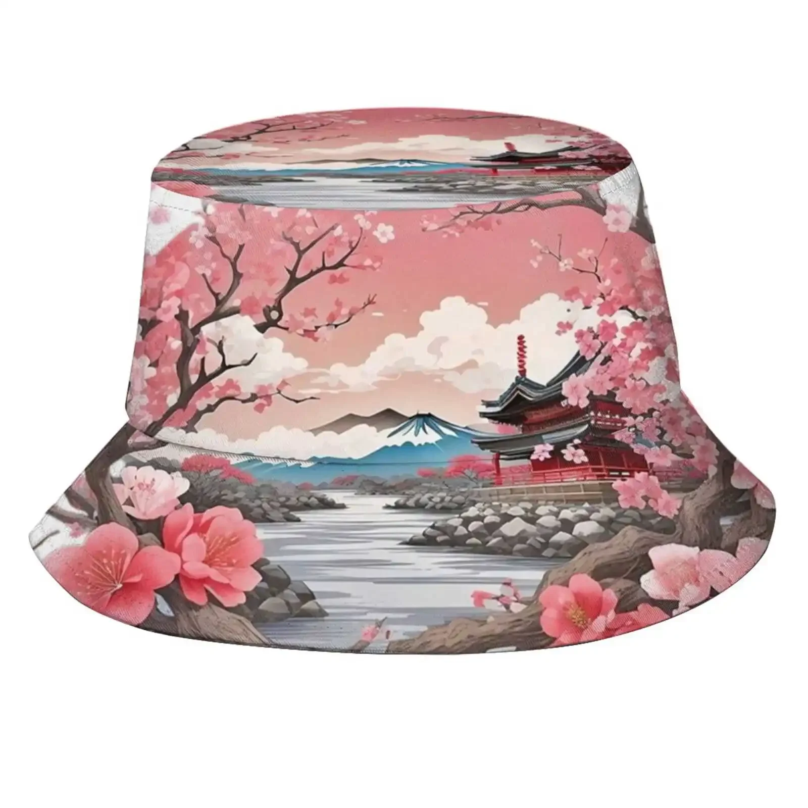 Japan Sakura Sun Cap Fisherman Hat Bucket Hats Japan Sakura Cherry Blossom Boho Floral Korean Temple Tokyo Asian Japanese Style