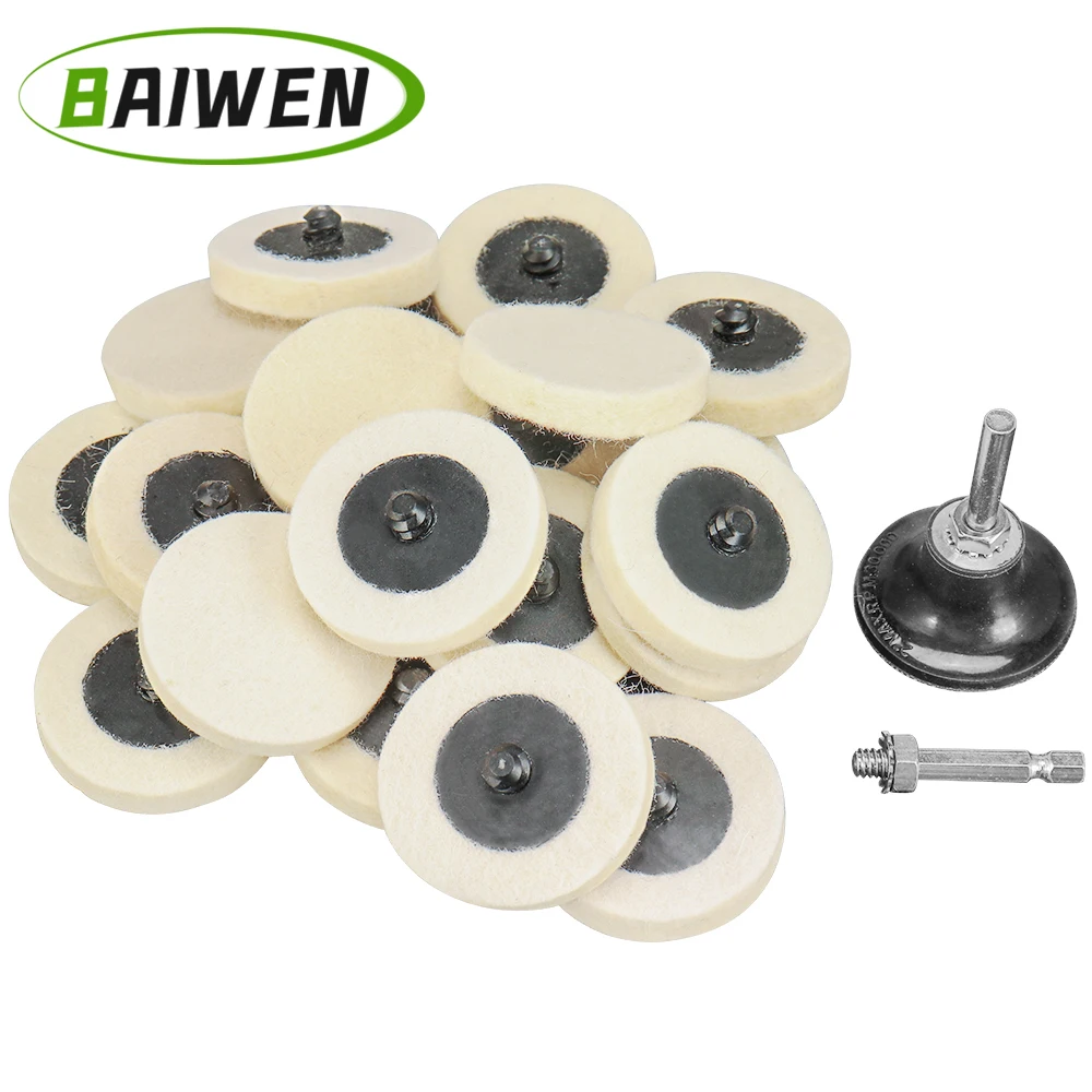 

23pcs 2 Inch Compressed Wool Pad Fabric Disc Polishing Buffing Pads Wheels for Grinding Abrasive Tools Accessories