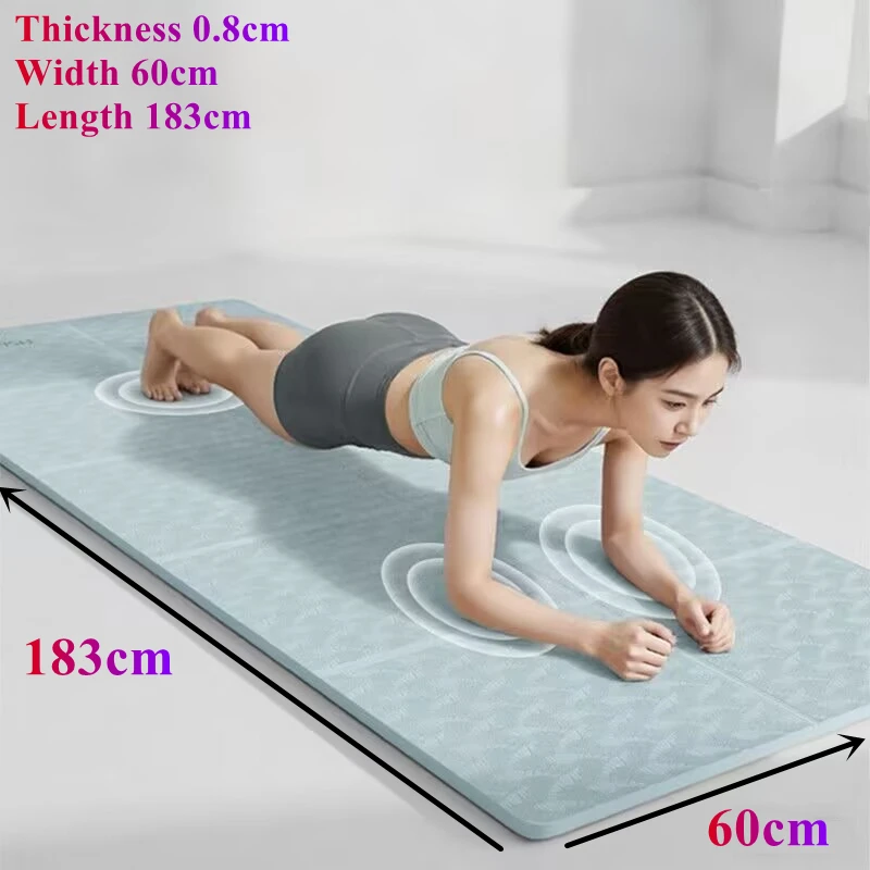 

183x60x0.8cm Yoga Mat Training Fitness PVC 8mm Anti-Slip Fitness Portable Fold Mat Training Mat Pilates Floor Solid Color