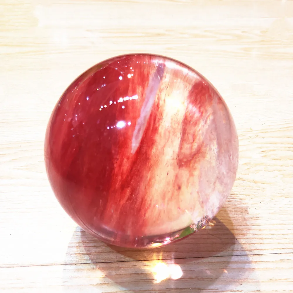 80/100/120mm Crystal Orb Blue Melting Stone Quartz Sphere Red Smelting Quartz Ball Healing Home Decor