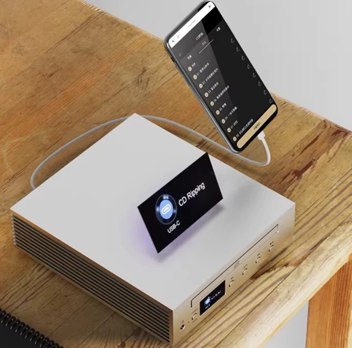 

CD turntable, rail grabber, digital player, fiber optic coaxial USB CD player