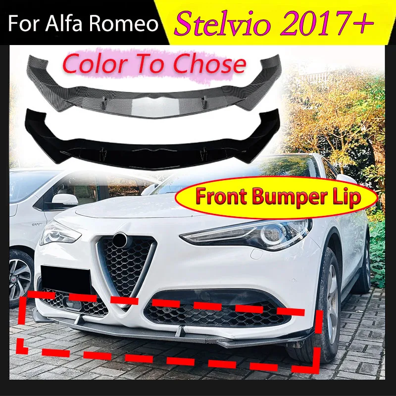 

Car for Alfa Romeo Stelvio 2017+ Front Bumper Lip Lower Splitter Spoiler Blade Chin Guard Protector Cover Auto Body Kit Tuning