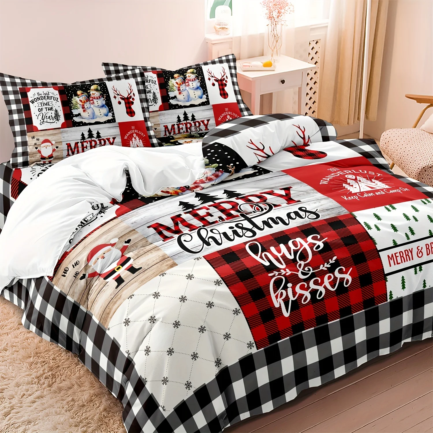 

Contemporary Christmas Bedding Set Collection with Festive Digital Print Design - Machine Washable, Polyester 100%