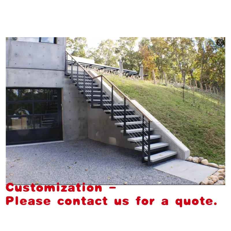 custom.Hot Selling Factory Outdoor Stair Building Staircase Black Metal Stairs Carbon Steel Step External Stair