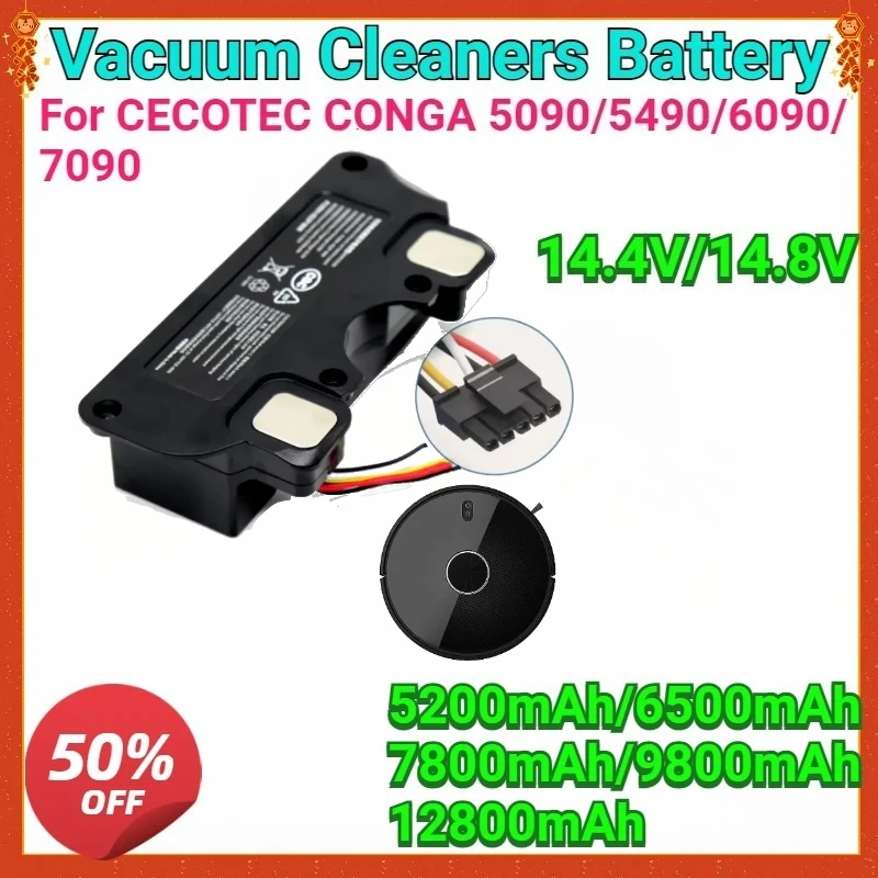 

For CECOTEC CONGA 5090/5490/6090/7090 Is A Must-have for Robotic Vacuum Cleaners 6500mAh High-capacity Replacement Battery